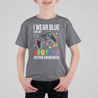 Autism Awareness Gamer T Shirt For Kid I Wear Blue for My Brother Video Game Family Support