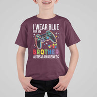 Autism Awareness Gamer T Shirt For Kid I Wear Blue for My Brother Video Game Family Support