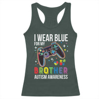 Autism Awareness Gamer Racerback Tank Top I Wear Blue for My Brother Video Game Family Support