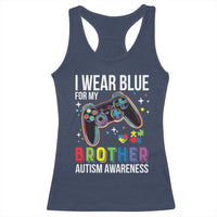 Autism Awareness Gamer Racerback Tank Top I Wear Blue for My Brother Video Game Family Support