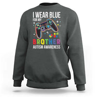 Autism Awareness Gamer Sweatshirt I Wear Blue for My Brother Video Game Family Support