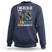Autism Awareness Gamer Sweatshirt I Wear Blue for My Brother Video Game Family Support