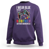 Autism Awareness Gamer Sweatshirt I Wear Blue for My Brother Video Game Family Support