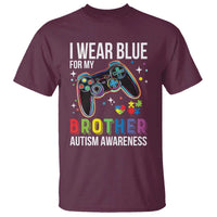 Autism Awareness Gamer T Shirt I Wear Blue for My Brother Video Game Family Support