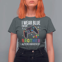 Autism Awareness Gamer T Shirt For Women I Wear Blue for My Brother Video Game Family Support