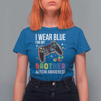 Autism Awareness Gamer T Shirt For Women I Wear Blue for My Brother Video Game Family Support