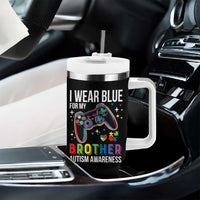 Autism Awareness Gamer Tumbler With Handle I Wear Blue for My Brother Video Game Family Support