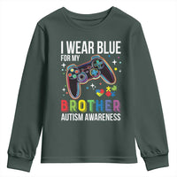 Autism Awareness Gamer Youth Sweatshirt I Wear Blue for My Brother Video Game Family Support
