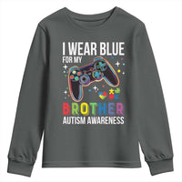 Autism Awareness Gamer Youth Sweatshirt I Wear Blue for My Brother Video Game Family Support