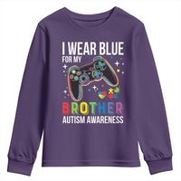 Autism Awareness Gamer Youth Sweatshirt I Wear Blue for My Brother Video Game Family Support