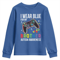 Autism Awareness Gamer Youth Sweatshirt I Wear Blue for My Brother Video Game Family Support