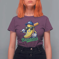 Cute Banana Graphics T Shirt For Women Funny Sports Baseball Lover