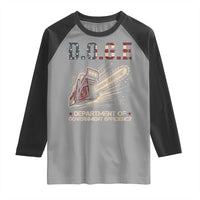 Chainsaw For Bureaucracy Raglan Shirt Funny DOGE USA Flag