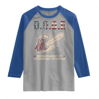 Chainsaw For Bureaucracy Raglan Shirt Funny DOGE USA Flag