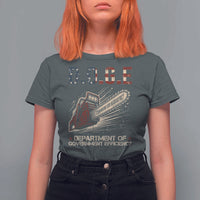 Chainsaw For Bureaucracy T Shirt For Women Funny DOGE USA Flag