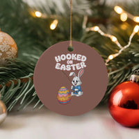 Cute Bunny Fishing Ceramic Ornament Hooked for Easter Eggs Funny Holiday - Wonder Print Shop