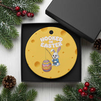 Cute Bunny Fishing Ceramic Ornament Hooked for Easter Eggs Funny Holiday - Wonder Print Shop