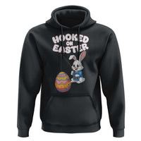 Cute Bunny Fishing Hoodie Hooked for Easter Eggs Funny Holiday