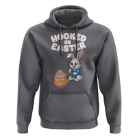 Cute Bunny Fishing Hoodie Hooked for Easter Eggs Funny Holiday