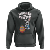 Cute Bunny Fishing Hoodie Hooked for Easter Eggs Funny Holiday