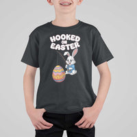 Cute Bunny Fishing T Shirt For Kid Hooked for Easter Eggs Funny Holiday