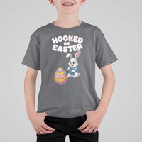 Cute Bunny Fishing T Shirt For Kid Hooked for Easter Eggs Funny Holiday