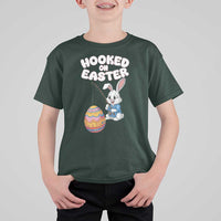 Cute Bunny Fishing T Shirt For Kid Hooked for Easter Eggs Funny Holiday