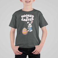 Cute Bunny Fishing T Shirt For Kid Hooked for Easter Eggs Funny Holiday