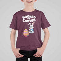 Cute Bunny Fishing T Shirt For Kid Hooked for Easter Eggs Funny Holiday