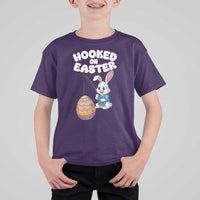 Cute Bunny Fishing T Shirt For Kid Hooked for Easter Eggs Funny Holiday