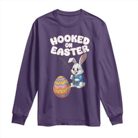 Cute Bunny Fishing Long Sleeve Shirt Hooked for Easter Eggs Funny Holiday