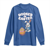 Cute Bunny Fishing Long Sleeve Shirt Hooked for Easter Eggs Funny Holiday
