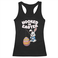 Cute Bunny Fishing Racerback Tank Top Hooked for Easter Eggs Funny Holiday
