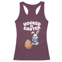 Cute Bunny Fishing Racerback Tank Top Hooked for Easter Eggs Funny Holiday