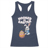 Cute Bunny Fishing Racerback Tank Top Hooked for Easter Eggs Funny Holiday