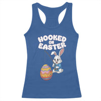 Cute Bunny Fishing Racerback Tank Top Hooked for Easter Eggs Funny Holiday