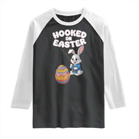 Cute Bunny Fishing Raglan Shirt Hooked for Easter Eggs Funny Holiday