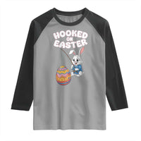 Cute Bunny Fishing Raglan Shirt Hooked for Easter Eggs Funny Holiday