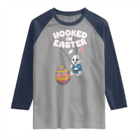 Cute Bunny Fishing Raglan Shirt Hooked for Easter Eggs Funny Holiday
