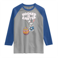 Cute Bunny Fishing Raglan Shirt Hooked for Easter Eggs Funny Holiday