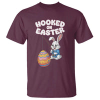 Cute Bunny Fishing T Shirt Hooked for Easter Eggs Funny Holiday