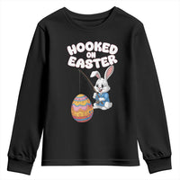 Cute Bunny Fishing Youth Sweatshirt Hooked for Easter Eggs Funny Holiday