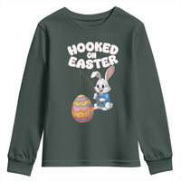 Cute Bunny Fishing Youth Sweatshirt Hooked for Easter Eggs Funny Holiday