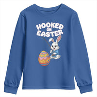 Cute Bunny Fishing Youth Sweatshirt Hooked for Easter Eggs Funny Holiday