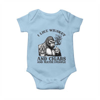 I Like Whiskey and Cigars and Maybe 3 People Baby Onesie Funny Bigfoot Drinking and Cigarette Anti-Social Humor