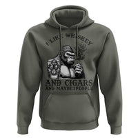 I Like Whiskey and Cigars and Maybe 3 People Hoodie Funny Bigfoot Drinking and Cigarette Anti-Social Humor