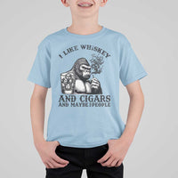 I Like Whiskey and Cigars and Maybe 3 People T Shirt For Kid Funny Bigfoot Drinking and Cigarette Anti-Social Humor