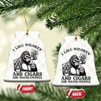 I Like Whiskey and Cigars and Maybe 3 People Ceramic Ornament Funny Bigfoot Drinking and Cigarette Anti-Social Humor