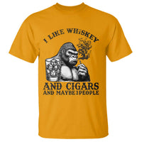 I Like Whiskey and Cigars and Maybe 3 People T Shirt Funny Bigfoot Drinking and Cigarette Anti-Social Humor