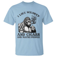 I Like Whiskey and Cigars and Maybe 3 People T Shirt Funny Bigfoot Drinking and Cigarette Anti-Social Humor